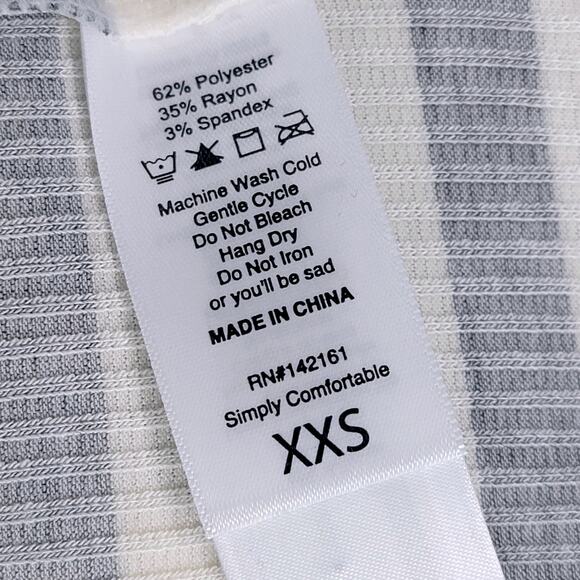 LuLaRoe Lynnae Long Sleeve Tee XXS Neutral White Grey Ribbed Minimalist Stripe T - Picture 5 of 9